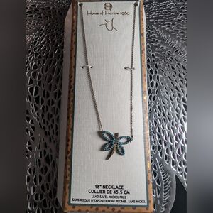 House of Harlow 1960 Teal Butterfly Pendant Necklace